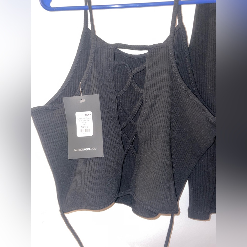 Fashion Nova Black Ribbed Cutout Tank